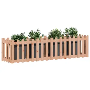 Berkfield Garden Raised Bed with Fence Design 200x50x50 cm Solid Wood Douglas