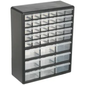 39 Drawer Parts Storage Cabinet - Durable Black Wall Mounted and Freestanding Design