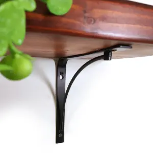 Wooden Rustic Shelf with Bracket BOW Black 220mm 9 inches Dark Oak Length of 90cm