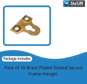 Picture Hanging Plates Mirror Glass Frame Hanging 19mm Slotted Fixing Plates Brass Secure Flat Picture Frame Hanger Bracket 10pc