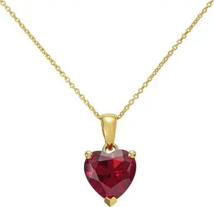 Revere 9Ct Gold Created Ruby Heart Pendant Necklace