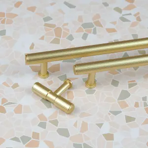 320mm Satin Brass Cabinet Handle Gold Textured Kitchen Cupboard Door Drawer Pull Bathroom Bedroom Furniture Replacement