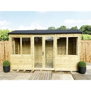 10 x 26 REVERSE Pressure Treated T&G Apex Wooden Summerhouse + Long Windows + Double Doors (10' x 26' /  (10ft x 26ft) (10x26)