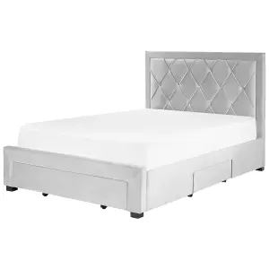 Velvet EU Double Bed with Storage Light Grey LIEVIN