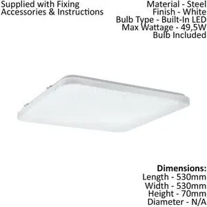 Wall Flush Ceiling Light White Shade White Plastic With Crystal Effect LED 49.5W