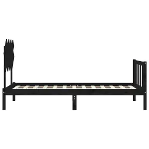 Berkfield Bed Frame with Headboard Black 90x200 cm Solid Wood