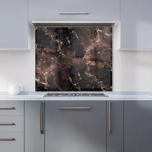 Copper Quartz Effect Premium Glass Kitchen Splashback W700mm x H750mm