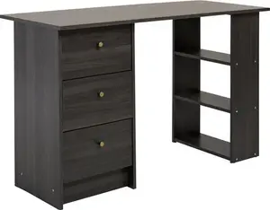 Argos Home Malibu 3 Drawer Office Desk - Black & Brown