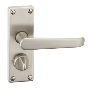 URBNLIVING 150cm Length 2 Pcs Victoria Metal & Satin Nickel Lever Latch Bathroom Door Handles Set