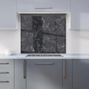 Deep Grey Quartz Effect Premium Glass Kitchen Splashback W700mm x H650mm