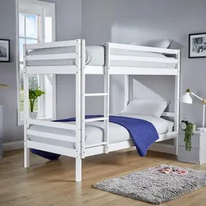 Home Source Hendon Children's Wooden Single Bunk Bed White