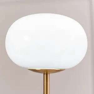 ValueLights Emmy Gold Rechargeable Table Lamp with Globe Shade