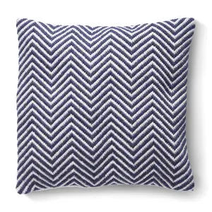 Woven Indoor Outdoor Washable Herringbone Cosy Cushion Navy - 45cm x 45cm