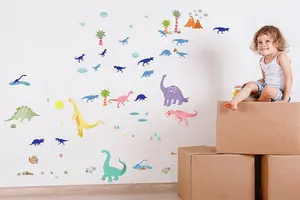 Walplus Combo Kids Happy Dinosaurs Wall Sticker - Blue Dinosaurs Children Wall Stickers PVC