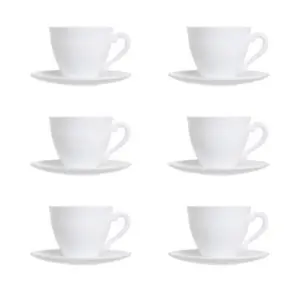 URBNLIVING 8cm Height Luminarc Opal Glass Cup & Saucer Set of 6