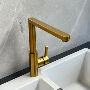 Liquida W25BR 360 Degree Swivel Spout Brushed Brass Kitchen Mixer Tap