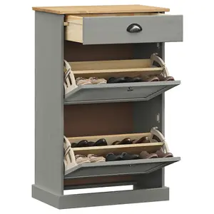 Berkfield Shoe Cabinet VIGO 60x35x96 cm Grey Solid Wood Pine