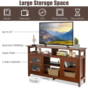 Costway TV Stand for 65" TV Fireplace TV Stand Entertainment Center Storage Cupboard