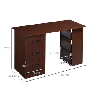 HOMCOM Computer Desk w/ Storage, Writing Study Table for Home Office, Brown