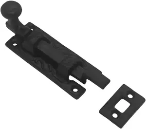 Door Bolt Scroll Black Necked- 75mm