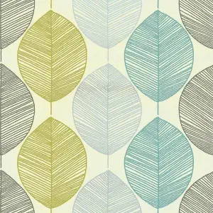 Arthouse Retro Leaf Teal/Green Wallpaper