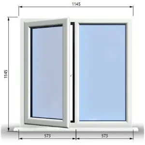 1145mm (W) x 1145mm (H) PVCu StormProof Casement Window - 1 LEFT Opening Window -  Toughened Safety Glass - White