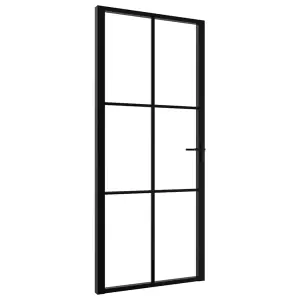 Berkfield Interior Door ESG Glass and Aluminium 93x201.5 cm Black