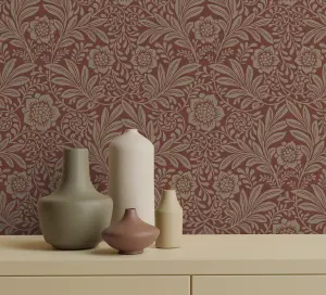 Crown Camille Damask Red Wallpaper M1746