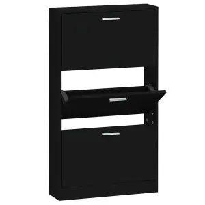 Berkfield Shoe Cabinet Black 59x17x108 cm Engineered Wood