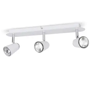 ValueLights Hardy White Ceiling Bar Spotlight and GU10 Spotlight LED 5W Warm White 3000K Bulbs