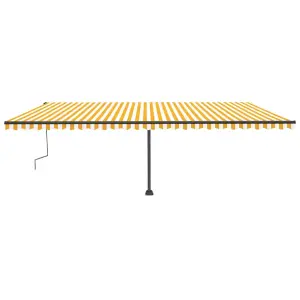 Berkfield Manual Retractable Awning with LED 600x300 cm Yellow and White