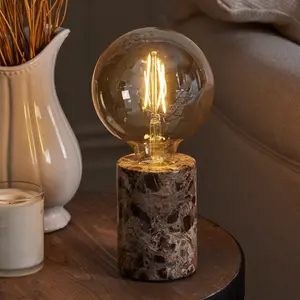 Set of 2 Edison Marble Hallway Bedside Table Lamp Room Décor Night Lamp Office Table Lamp with LED Bulb