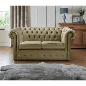 Chesterfield 2 Seater Fabric Malta Parchment 10 Sofa