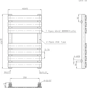 Rinse Bathrooms Flat Panel Electric Heated Towel Rail Touch Screen Timer Bathroom Radiator Prefilled Chrome 650x400mm 400W