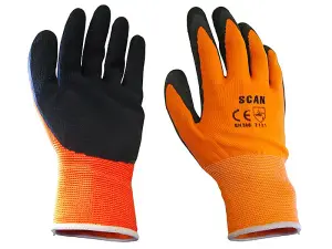 Hi-Vis Orange Foam Latex Coated Gloves - Medium (Size 8)