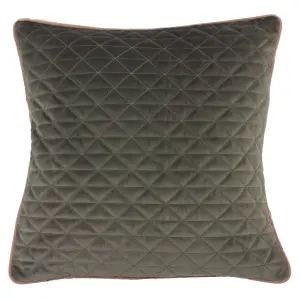 Paoletti Quartz Quilted Velvet Piped Feather Filled Cushion