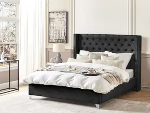 Velvet EU Super King Size Bed Black LUBBON