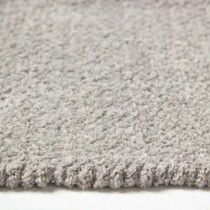 Homescapes Light Grey 100% Cotton Plain Chenille Rug with Natural Trim, 66 x 200 cm