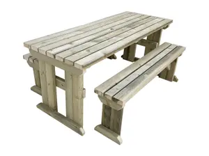 Yews Picnic Bench - Wooden Garden Table and Bench Set (8ft, Natural finish)