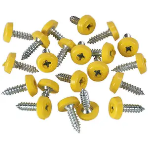 Yellow Numberplate Screws - 50 Pack, 4.8 x 18mm Plastic Enclosed Head Fixings