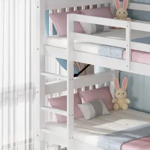 Oliver White Wooden Bunk Bed With Trundle - Single