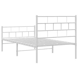 Berkfield Metal Bed Frame with Headboard and Footboard White 107x203 cm