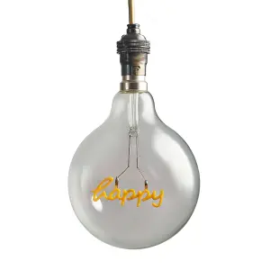 ValueLights Vintage Style 2w LED BC B22 Bayonet Cap Word Script Happy Design Clear Light Bulb - Happy