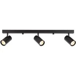 Matt black Ceiling Spot Light - 3 x 7W LED GU10 Bar Plate - Dimmable Modern industrial style