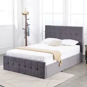 Ottoman Bed 3ft bed Grey Velvet single Bed  Storage Gas Side Lift Bed For Adults Kids  Milano 3FT SINGLE 206x101cm