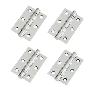 H10 3 inch (75mm) Ball Bearing Door Hinges, Polished Chrome, 2 Pairs - Handlestore