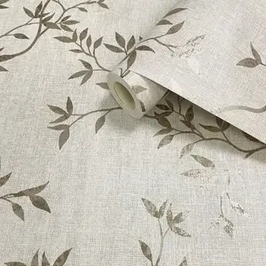 Darcy James Collection Japandi Leaf Wallpaper Cream Muriva 173573