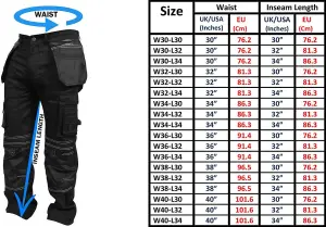 SSS Mens Work Trousers Cordura Knee Pockets Work Pants, Grey, 40in Waist - 30in Leg - Small