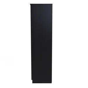 Cairo Triple Mirror Wardrobe in Smooth Black (Ready Assembled)