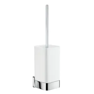 Smedbo Polished Chrome Mounted Toilet Brush and Porcelain Container